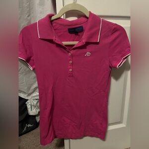 Aeropostale A87 Hot Pink Piqué Polo Shirt White Trim